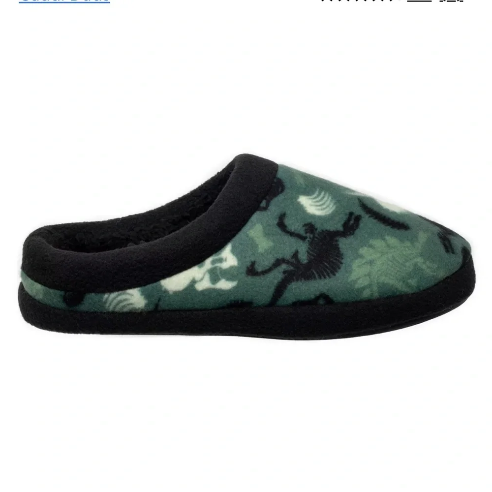 New Cuddl Duds DINOSAUR Boys' Green and Black Slippers large 5 6 - Picture 3 of 10